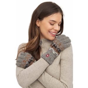 Alpaka Fingerhandschuhe Natura Grau